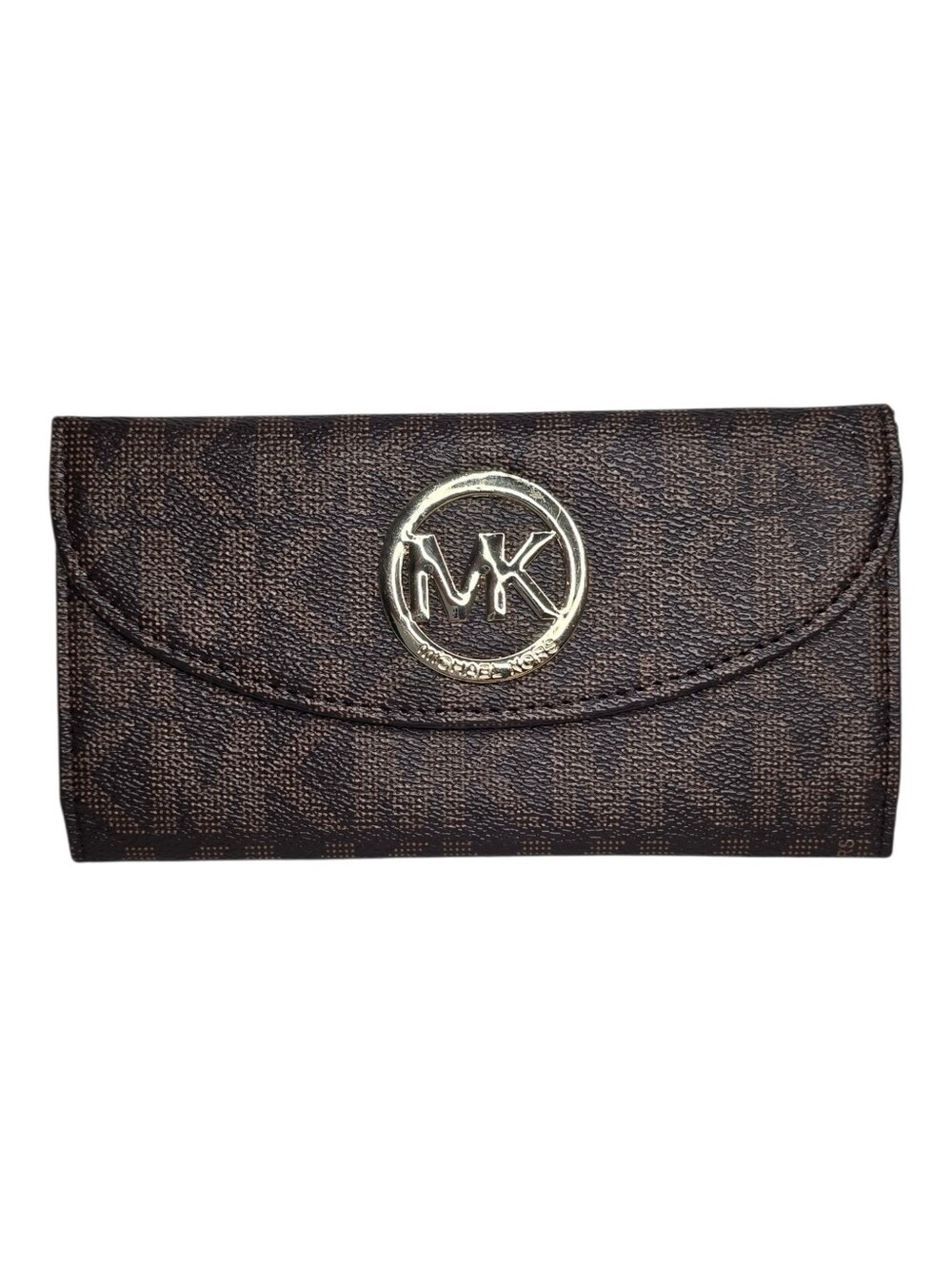 Michael Kors Wallet Brown Signature Coated Canvas Fulton Flap Carryall